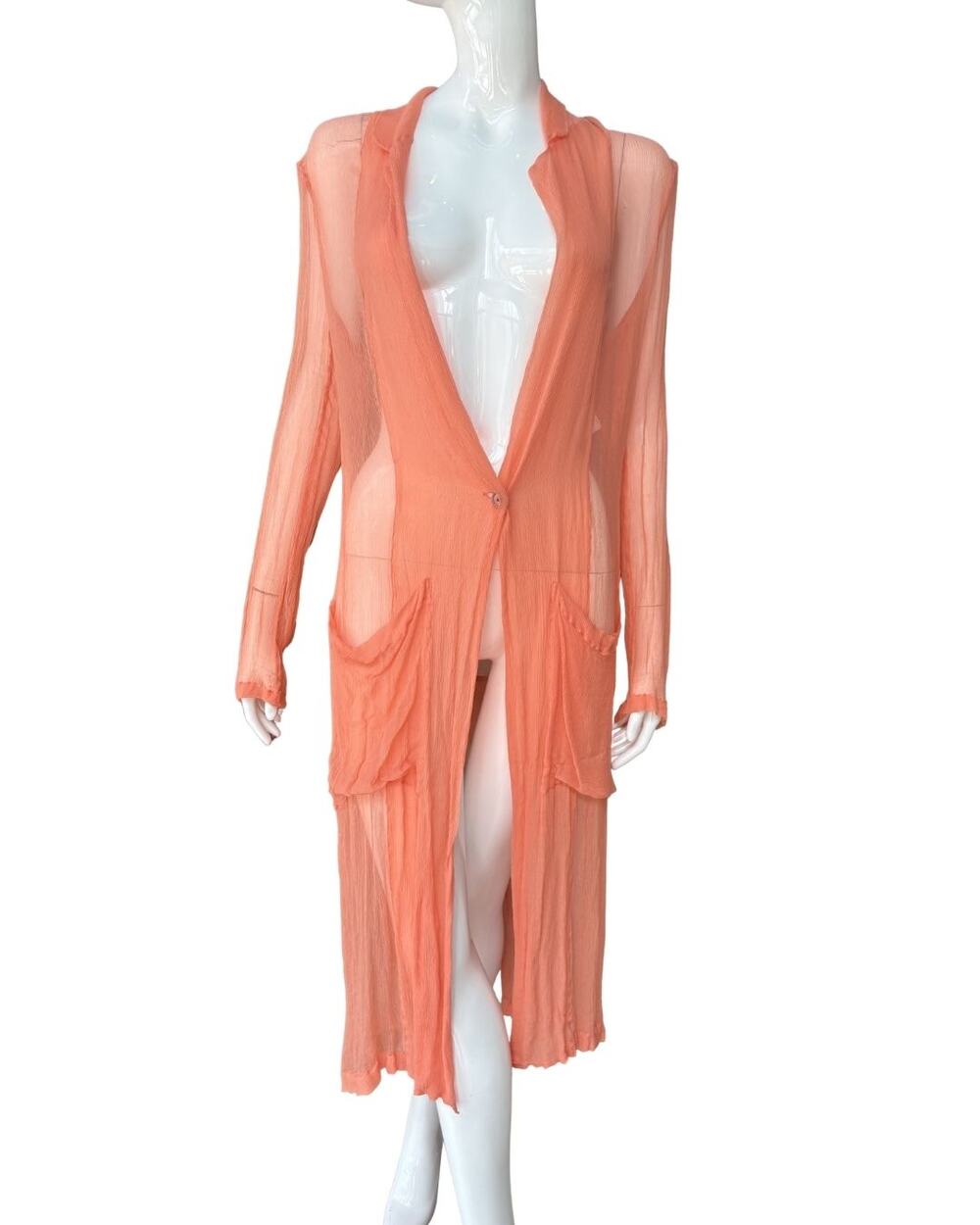 Dries Van Noten Crepe Silk Orange Sorbet Duster S M